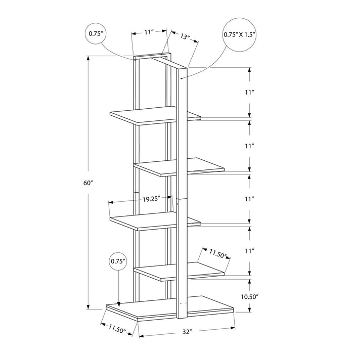 Bookshelf, Bookcase, Etagere, 5 Tie For Office, Contemporary & Modern 8th Street
