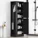 Tall Freestanding Bathroom Storage Cabinet With Adjustable Shelves And Side Hooks Hearth and Haven