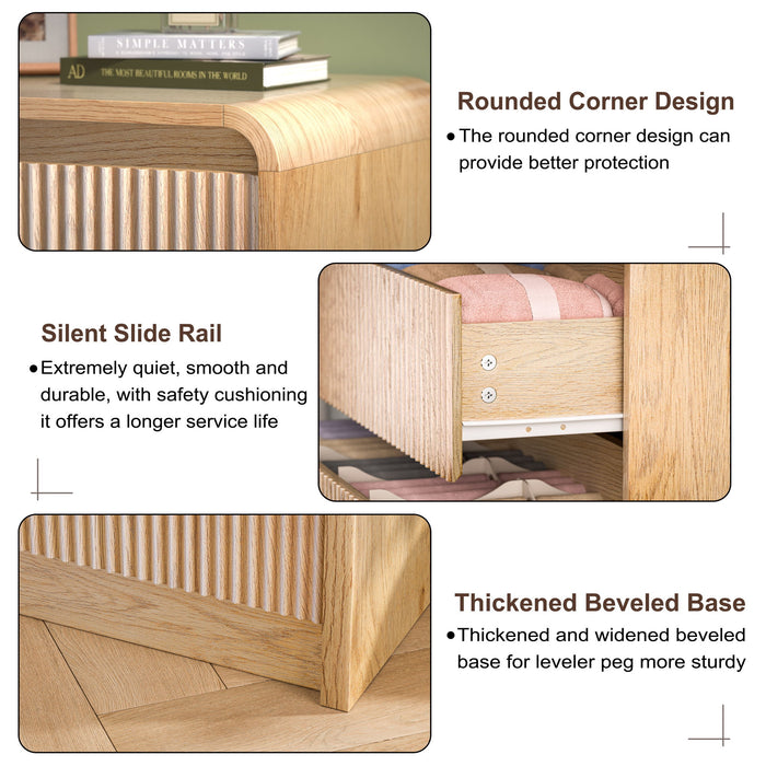 6 Drawer Dresser With Fluted Panel For Bedroom - Beige / Natural Hearth and Haven