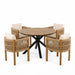 5 Piece Outdoor Dining Set With Round Table And 4 Wrapped Chairs - Black / Brown / Teak Noble House