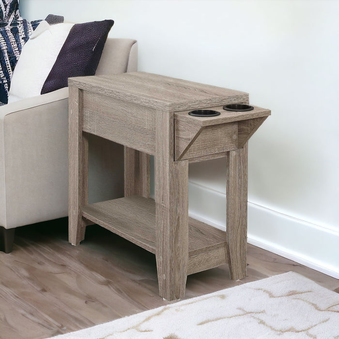 Wood End Table With Shelf - Taupe