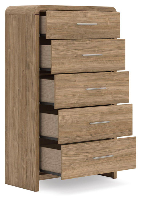 Gramburg - Five Drawer Chest - Warm Natural Brown Signature Design by Ashley®