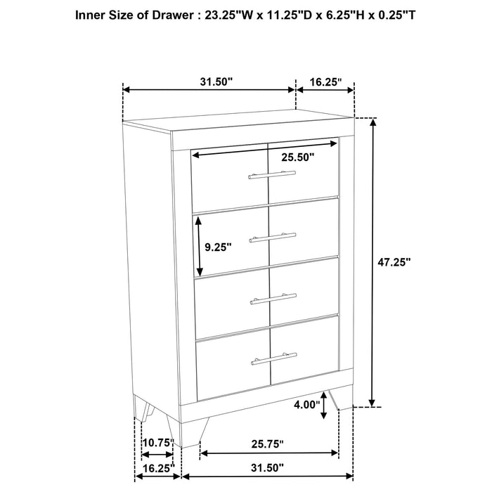 Strout - 4 Drawer Chest - Cream Furniture Max