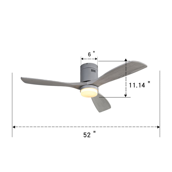 52" Ceiling Fan With LED Light, Reversible DC Motor, Remote Control - Silver Daily Nest