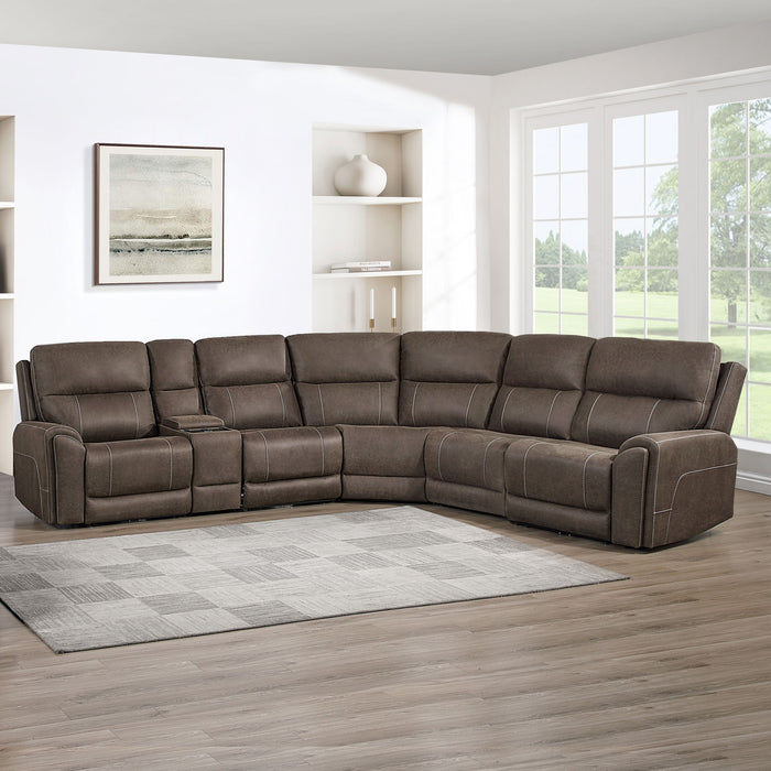 Gaia - 6 Piece P2 Power Sectional - Brown New Classic