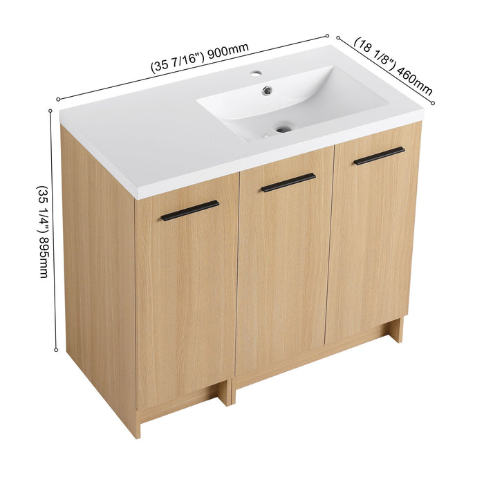Wall Mounted Floating Bathroom Vanity With Sink, 3 Door Modular Cabinet Home Essentials
