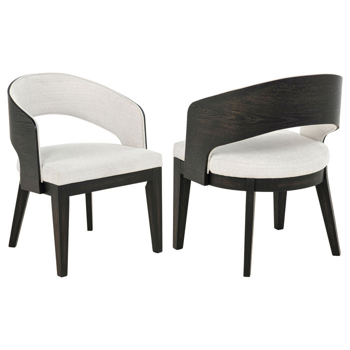 Bangor - Upholstered Dining Arm Chair (Set of 2) - Black / Cream Furniture Max