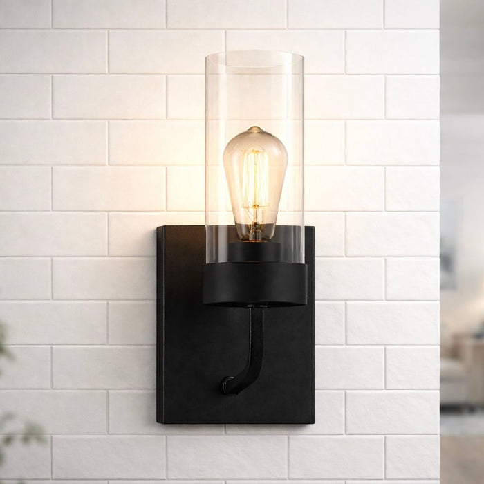 Zephyr - Single Light Sconce - Black / Clear Ashcroft Furniture