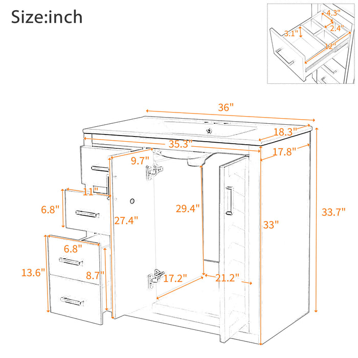 Bathroom Vanity With Sink Combo, Storage Cabinet, Freestanding Set With 3 Drawers & Soft Closing Doors Hearth and Haven