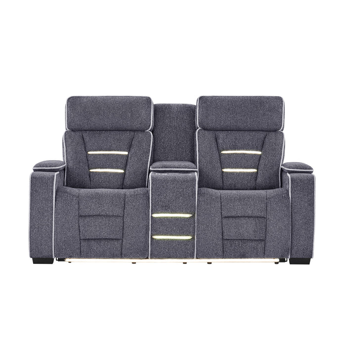 Austin - Console Reclining Loveseat With Storage Arms - Gray Global Furniture USA