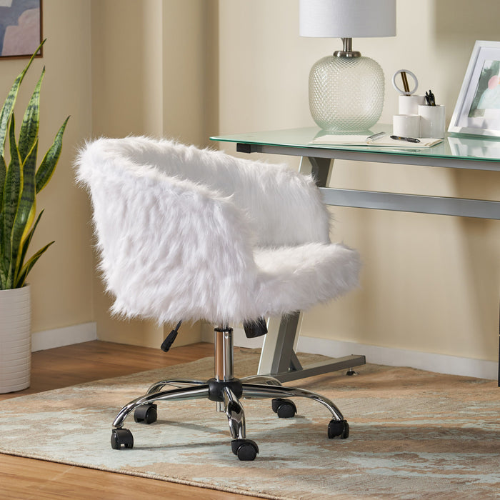 Fur Office Chair - White