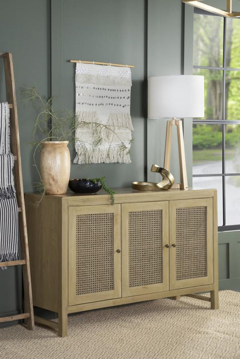 Zamora - Wood Accent Cabinet With Woven Cane