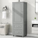 Tall Freestanding Bathroom Storage Cabinet With 2 Drawers And Adjustable Shelf Hearth and Haven
