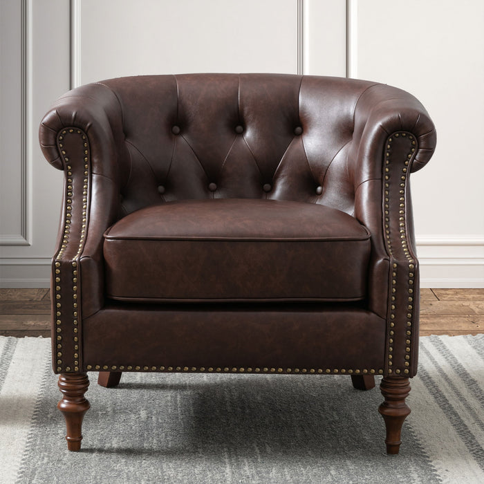 Ophelia - Button Tufted Accent Chair - Brown