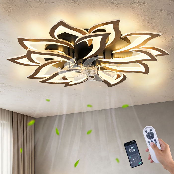 Ceiling Fan With Remote Control And Lights, 6 Speeds, 3 Color Temperatures, Low Profile Flush Mount Daily Nest