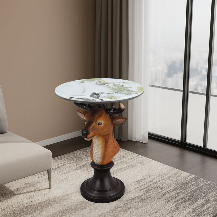 Deer Head Accent Table, Animal Statue For Living Room - Brown Home Essentials