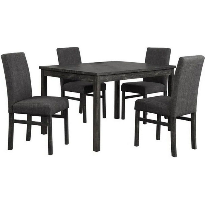 5 Piece Transitional Dining Set With Table And Upholstered Chairs Home Essentials