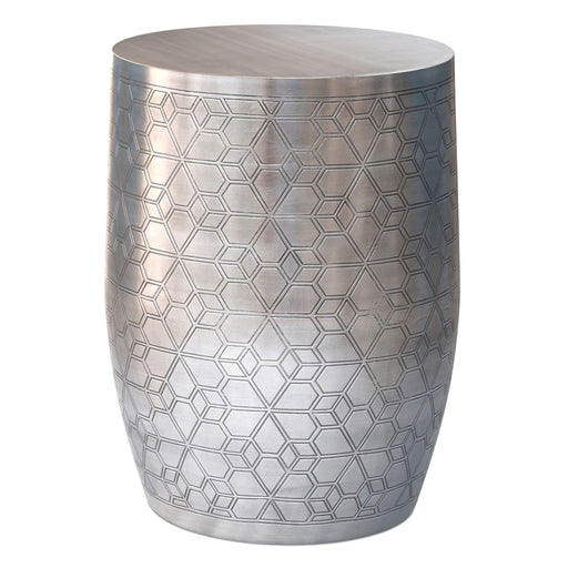 Johnsen - Geometric Pattern Accent Table - Antique Silver Simpli-Home
