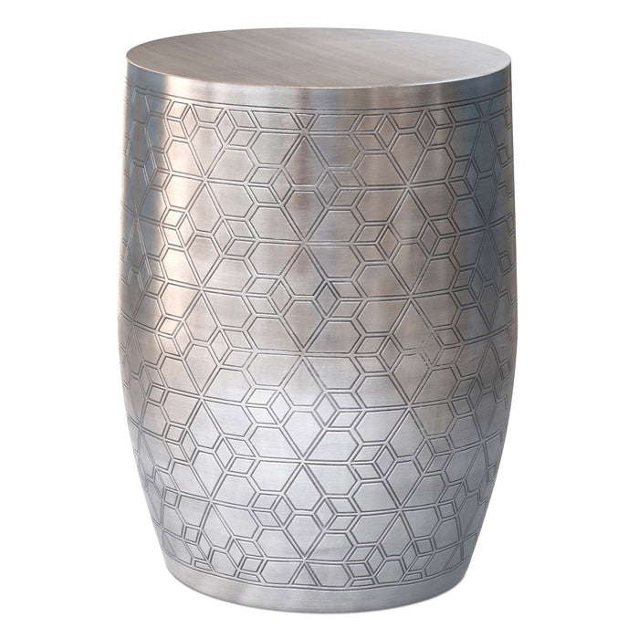 Johnsen - Geometric Pattern Accent Table - Antique Silver Simpli-Home