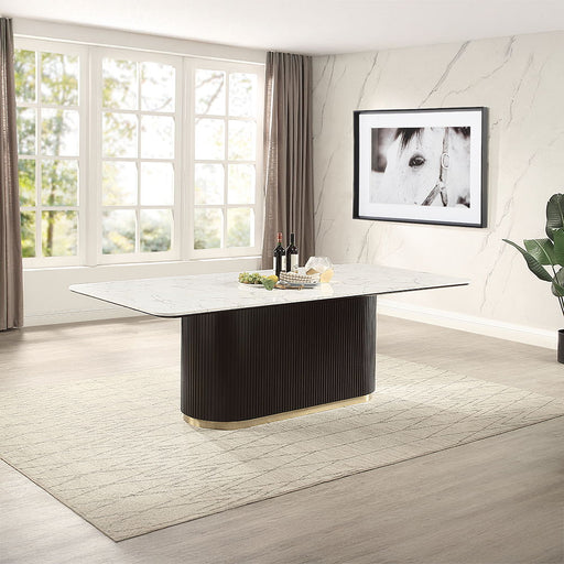 Clayten - Dining Table With Marble Top - White / Espresso ACME