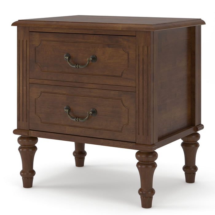Fluted Nightstand With 2 Drawers, Bedside Table - Walnut Home Essentials