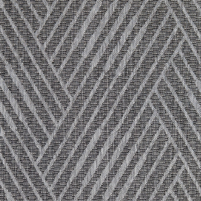 8' Runner Geometric Stain Resistant Outdoor / Indoor Runner Rug - Gray / Blue