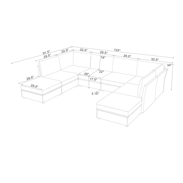 Upholstered Modular Sectional With Custom Configuration And Removable Cushions Home Essentials