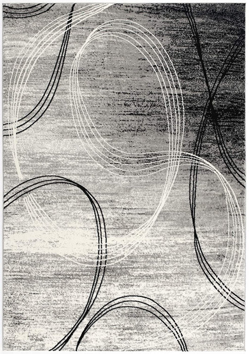 13' Abstract Shag Power Loom Runner Rug - Gray And Black