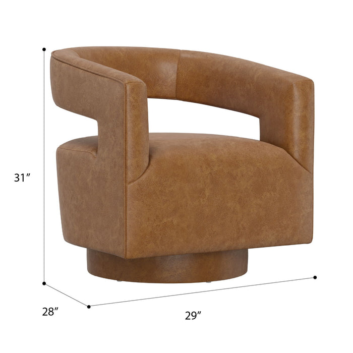 Swivel Accent Chair With Geometric Backrest Emerald Home