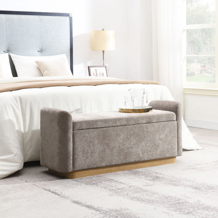 Upholstered Storage Bench With Safety Hinge Home Essentials