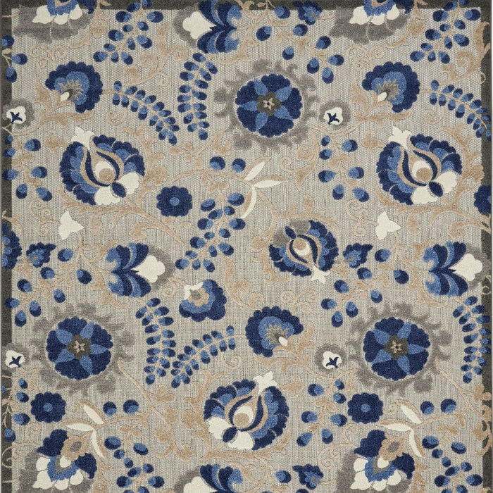 10' X 13' Toile Non Skid Indoor / Outdoor Area Rug - Natural / Blue