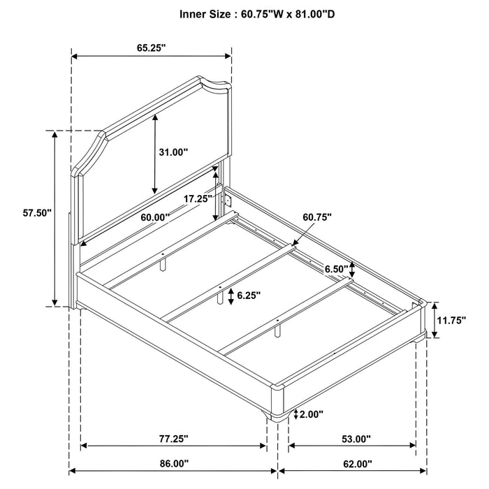 Leonide - Panel Bed With Upholstered Headboard Furniture Max