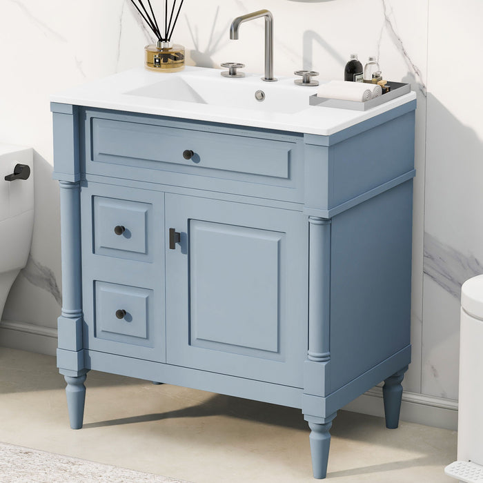 Modern Bathroom Vanity With Sink, Freestanding Cabinet With Flip Drawer & Adjustable Shelf Hearth and Haven