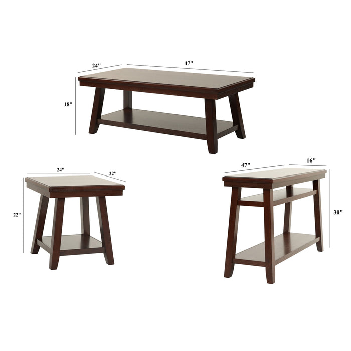 3 Piece Occasional Table Se, Coffee Table, End Table & Sofa Table - Walnut Home Essentials