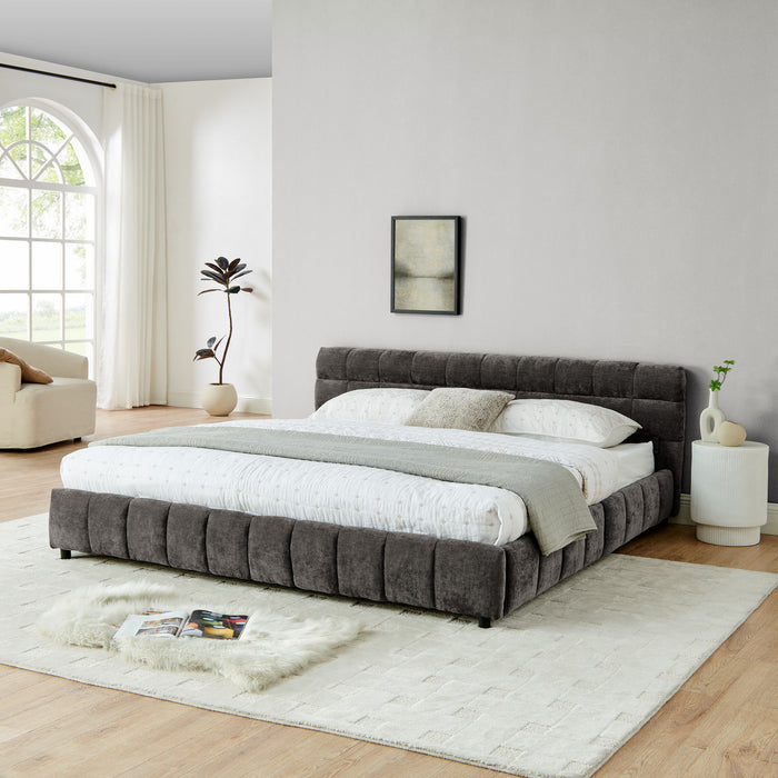 Modern Platform Bed Frame With Thick Fabric Home Essentials