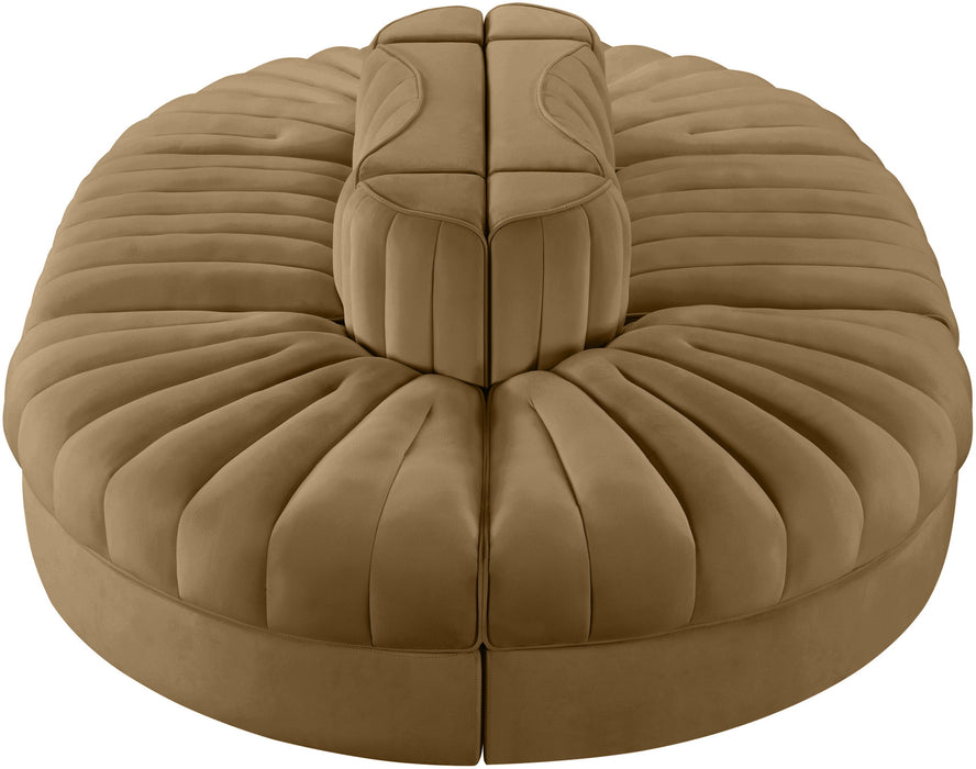 Rummi - Oval Velvet Performance Fabric Upholstered 6 Piece Modular Sectional Meridian Furniture