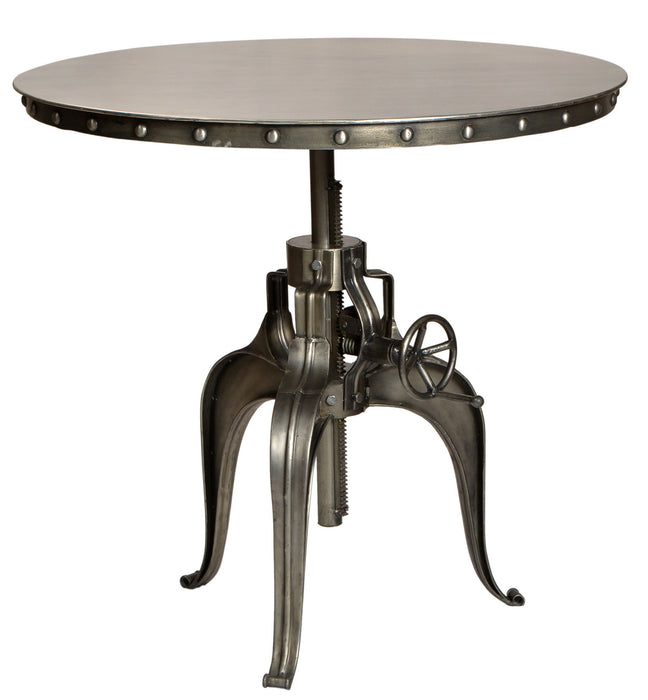 Industrial Gear Adjustable Height Round Dining Table - Silver Gunmetal