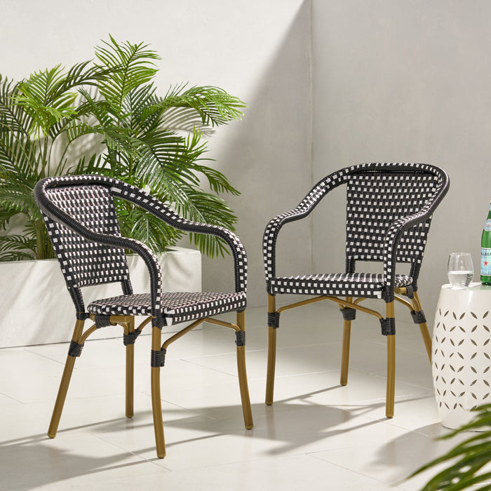 Nh-Gardenpara - Bistro Chair - Black White - Rattan