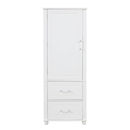 Tall Freestanding Bathroom Storage Cabinet With 2 Drawers And Adjustable Shelf Hearth and Haven