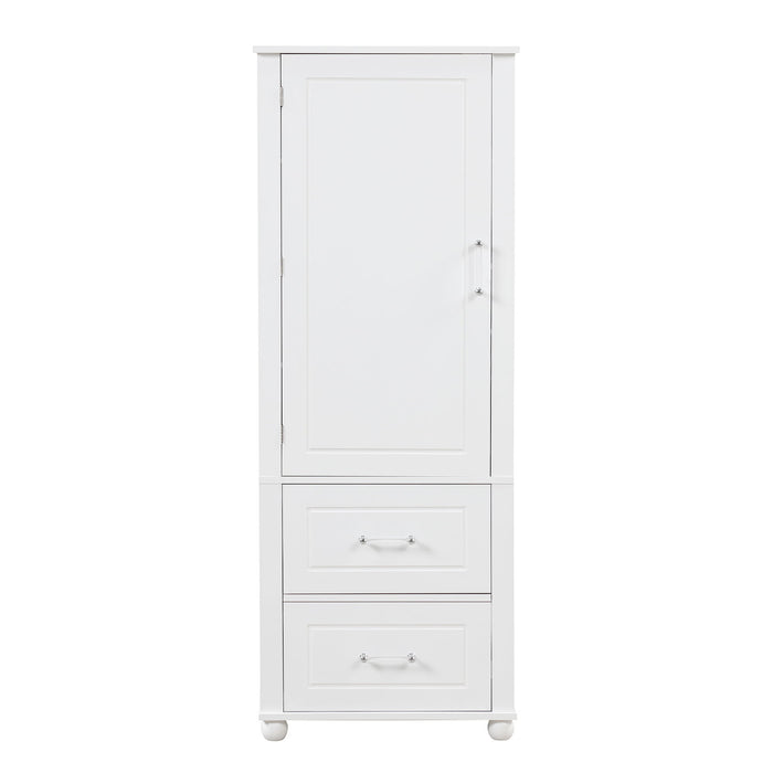 Tall Freestanding Bathroom Storage Cabinet With 2 Drawers And Adjustable Shelf Hearth and Haven