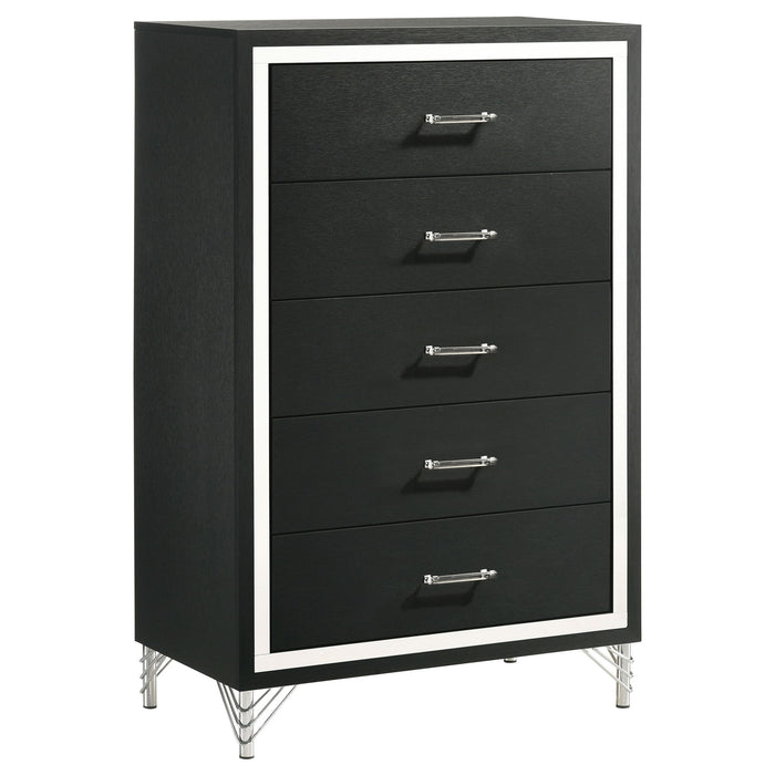 Malcolm - 5 Drawer Bedroom Chest - Black Furniture Max