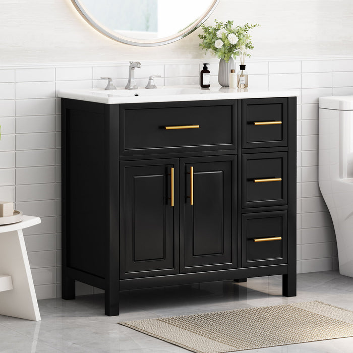 Modern Bathroom Vanity With Sink Top, 2 Doors And 3 Drawers Hearth and Haven