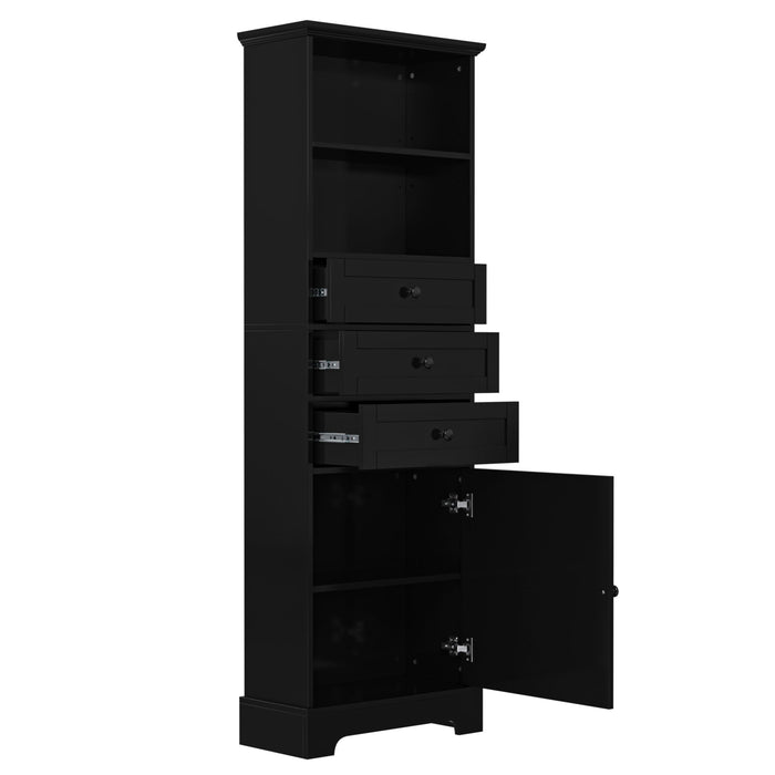 Tall Storage Cabinet With 3 Drawers And Adjustable Shelves For Bathroom Hearth and Haven