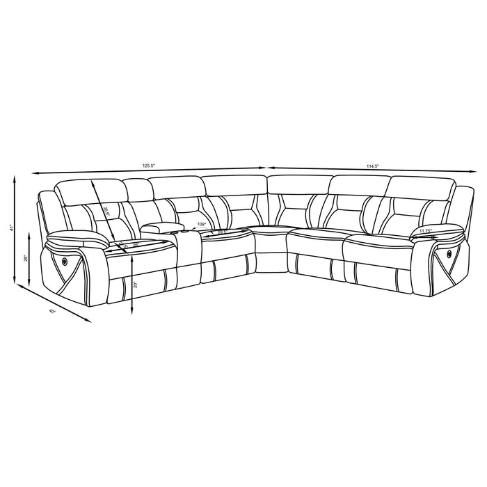 Barton - Upholstered Power Reclining Sectional Sofa - Gray Furniture Max