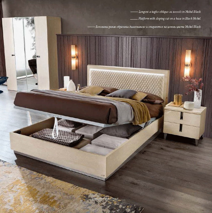 Ambra - Rombi Bed Queen Size - Light Beige Camelgroup Italy