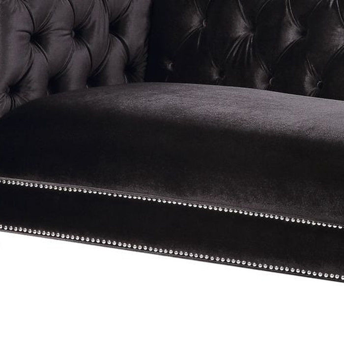 Sofa With Two Toss Pillows 89" - Black Velvet