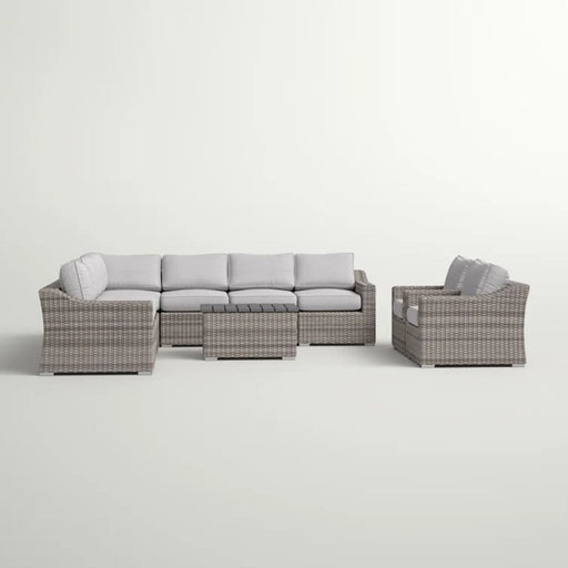 Modern 8 Person Outdoor Seating Group With Cushions - Gray / Gray Mix LSI Patio Furniture