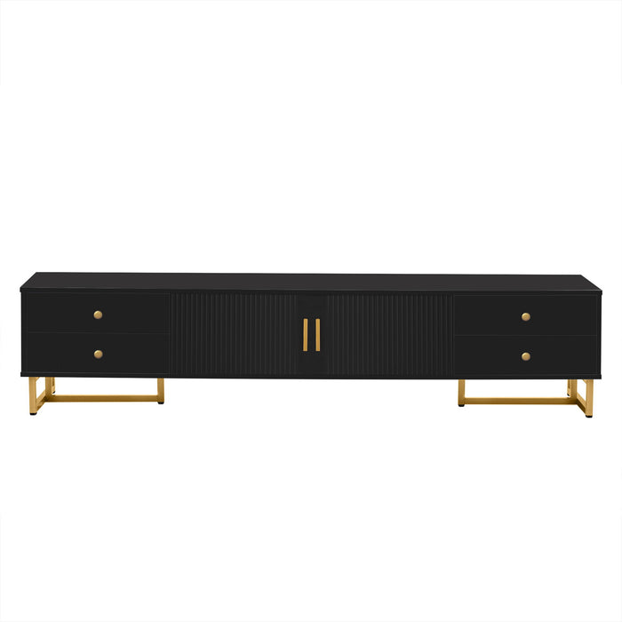 TV Media Console Table, TV Stand With Storage For Living Room - Black Hearth and Haven