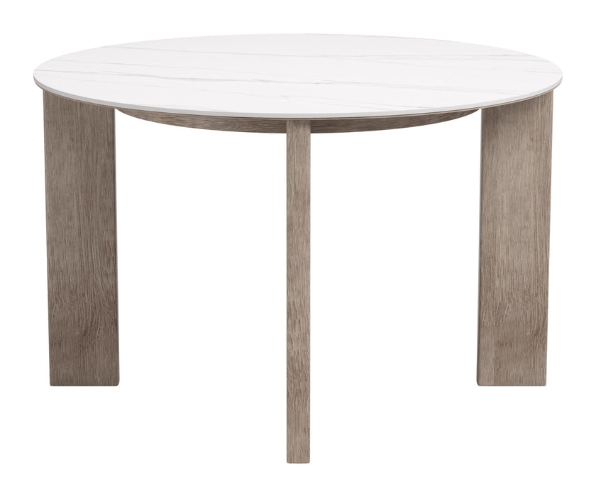 Oceanveil - Round Dining Table - White / Light Brown Zuo Modern