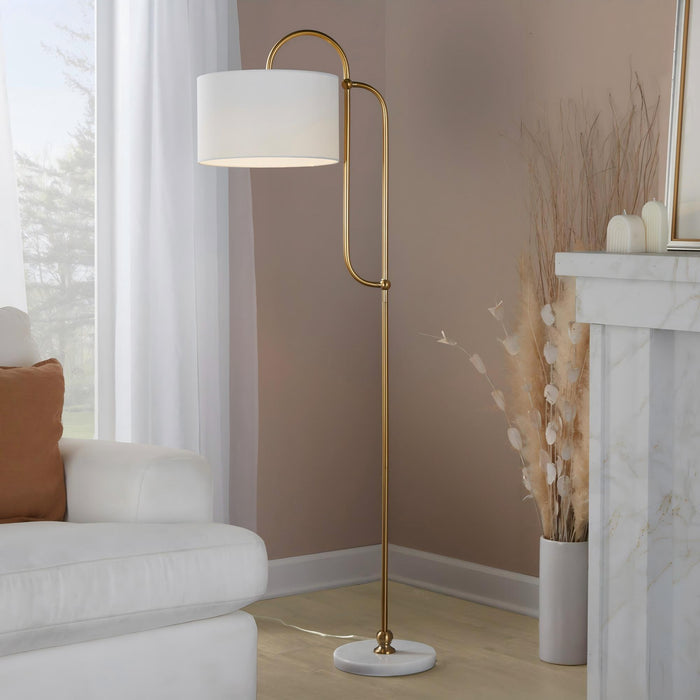 Leslie - Glam / Art Deco Floor Lamp - Gold / White Lumi Source